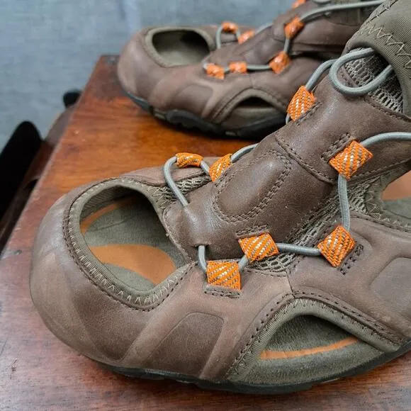 Dunham Vibe Ruggards Tout Aller Brown MCR615 BR Faux Leather Sandals Sz 14