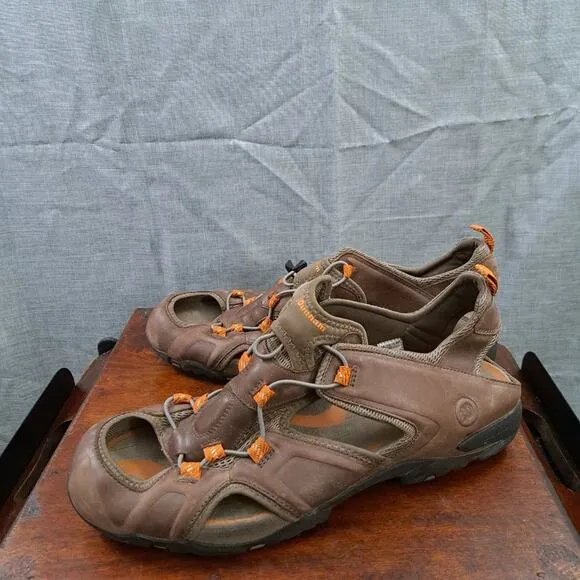 Dunham Vibe Ruggards Tout Aller Brown MCR615 BR Faux Leather Sandals Sz 14