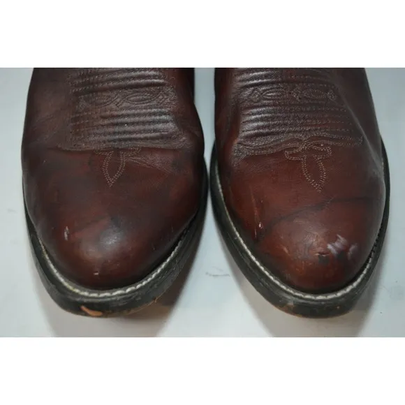 Durango Mens 13 D Leather Cowboy Western Boots Classic Brown Red Yellow DB933