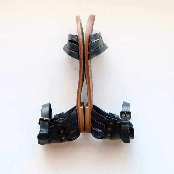DV by Dolce Vita Black Ankle Strap Open Toe Flat Sandals / Summer Shoes Size 8
