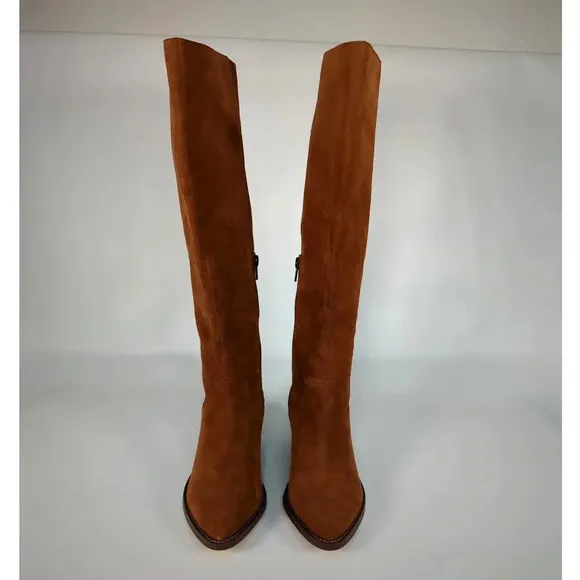 DV by Dolce Vita Orphie Cognac Suede Leather Pointed-Toe Knee-High Boots Size 6