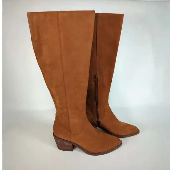 DV by Dolce Vita Orphie Cognac Suede Leather Pointed-Toe Knee-High Boots Size 6