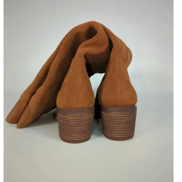 DV by Dolce Vita Orphie Cognac Suede Leather Pointed-Toe Knee-High Boots Size 6