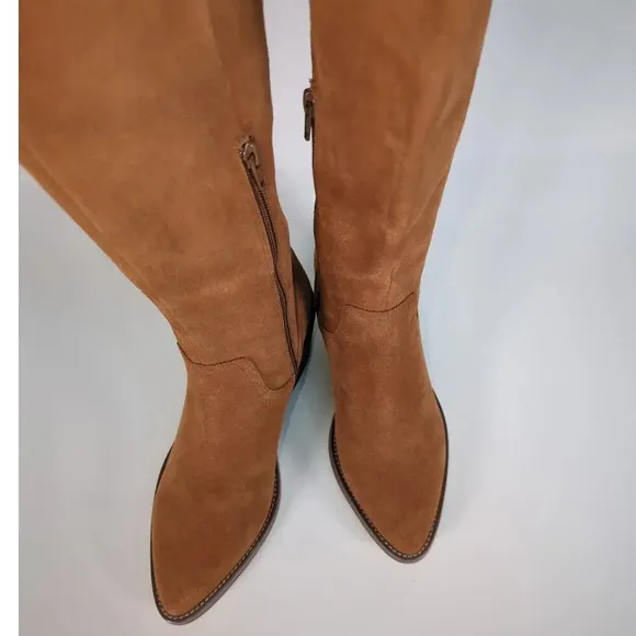 DV by Dolce Vita Orphie Cognac Suede Leather Pointed-Toe Knee-High Boots Size 6