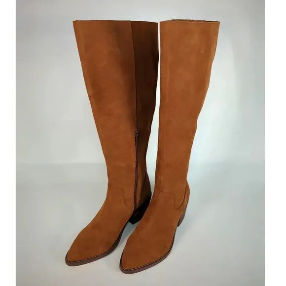 DV by Dolce Vita Orphie Cognac Suede Leather Pointed-Toe Knee-High Boots Size 6