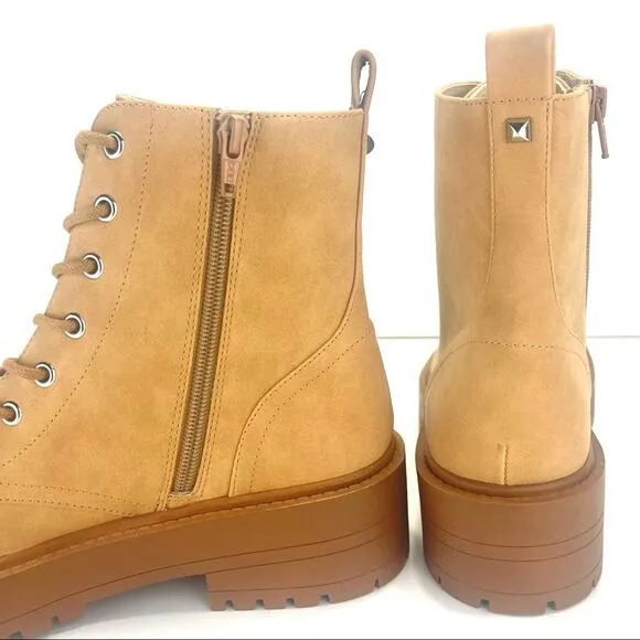 DV DOLCE VITA &quot;PRIMM&quot; CAMEL/TAN PLATFORM LUG SOLE COMBAT BOOTS / BOOTIES🆕