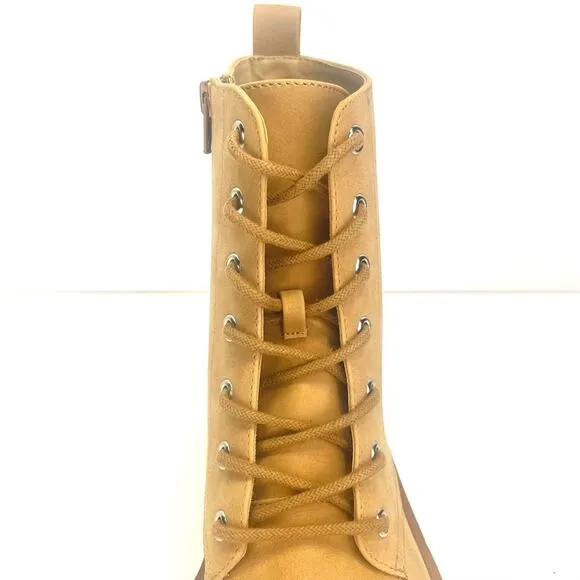 DV DOLCE VITA &quot;PRIMM&quot; CAMEL/TAN PLATFORM LUG SOLE COMBAT BOOTS / BOOTIES🆕