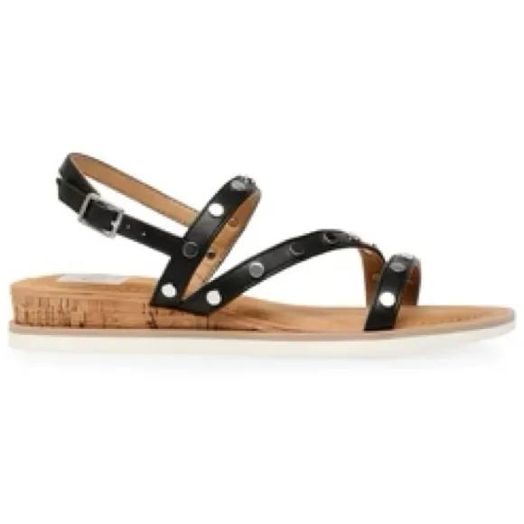 DV DOLCE VITA FEBIA WEDGE STUDDED SANDALS BLACK SZ 9