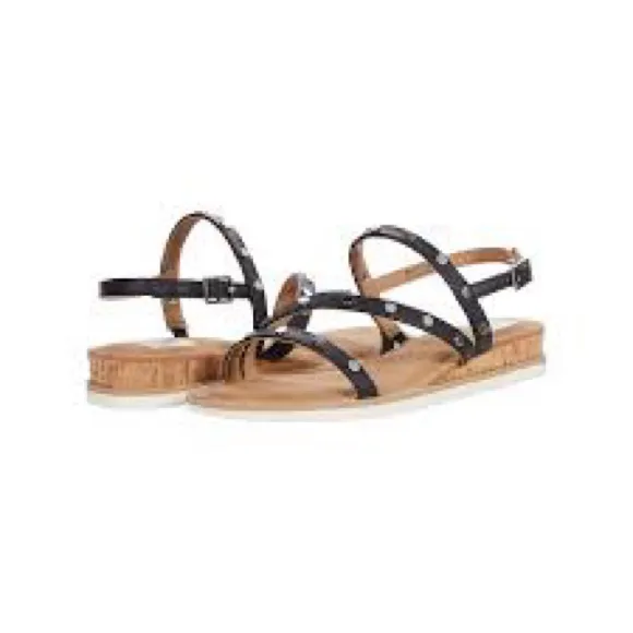 DV DOLCE VITA FEBIA WEDGE STUDDED SANDALS BLACK SZ 9