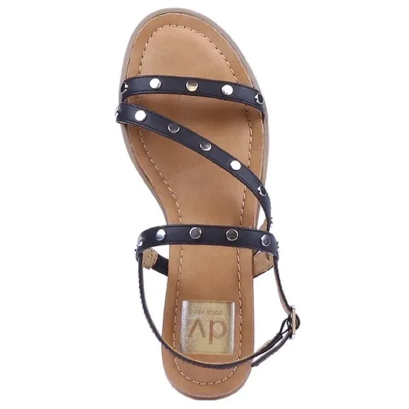 DV DOLCE VITA FEBIA WEDGE STUDDED SANDALS BLACK SZ 9