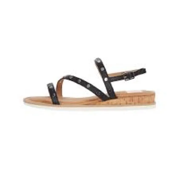 DV DOLCE VITA FEBIA WEDGE STUDDED SANDALS BLACK SZ 9
