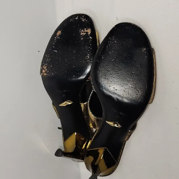 DVF Diane von Furstenberg &quot;Vick&quot; Slingback Sandal Gold Metallic Leather Size 7 B