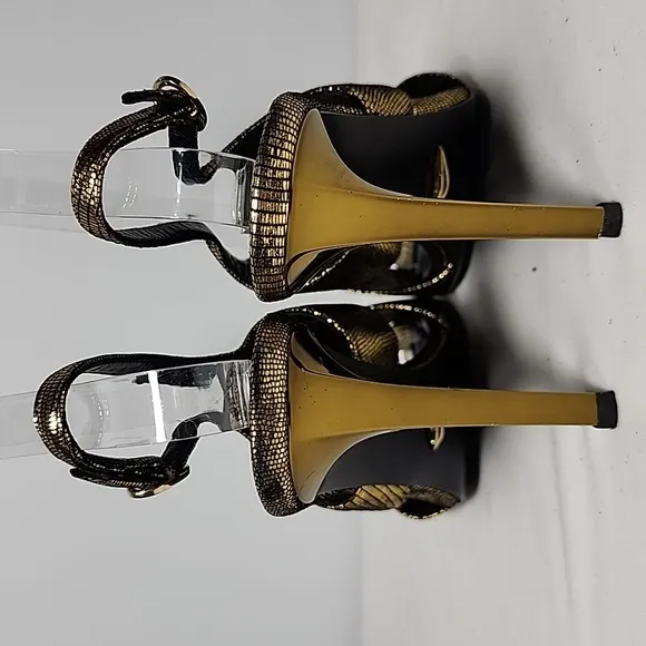 DVF Diane von Furstenberg &quot;Vick&quot; Slingback Sandal Gold Metallic Leather Size 7 B