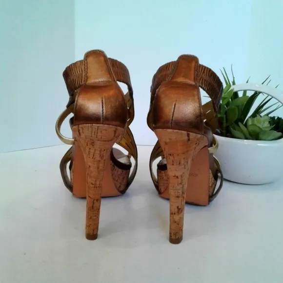 DVF metallic gold bronze leather sandals