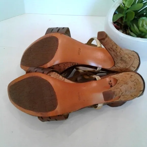 DVF metallic gold bronze leather sandals