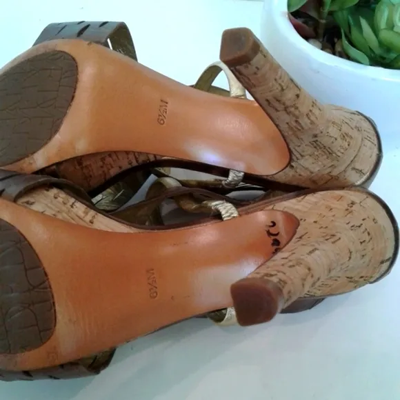 DVF metallic gold bronze leather sandals