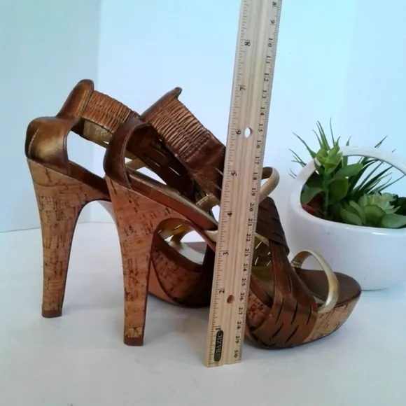 DVF metallic gold bronze leather sandals