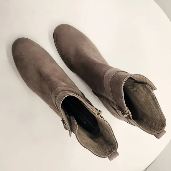 Ecco ankle boots women's 11 taupe nubuck leather Classic Dress35 buckle new $200