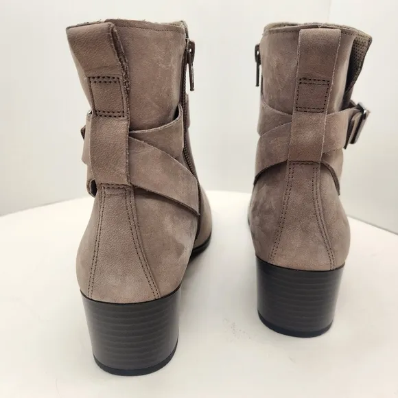Ecco ankle boots women's 11 taupe nubuck leather Classic Dress35 buckle new $200