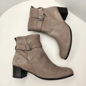 Ecco ankle boots women's 11 taupe nubuck leather Classic Dress35 buckle new $200