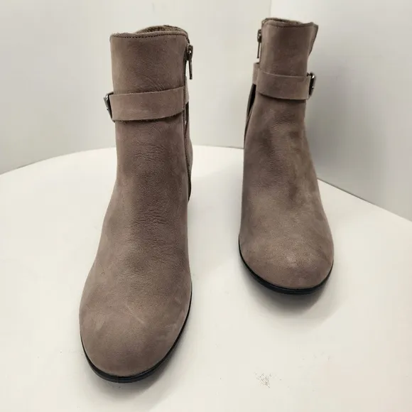 Ecco ankle boots women's 11 taupe nubuck leather Classic Dress35 buckle new $200