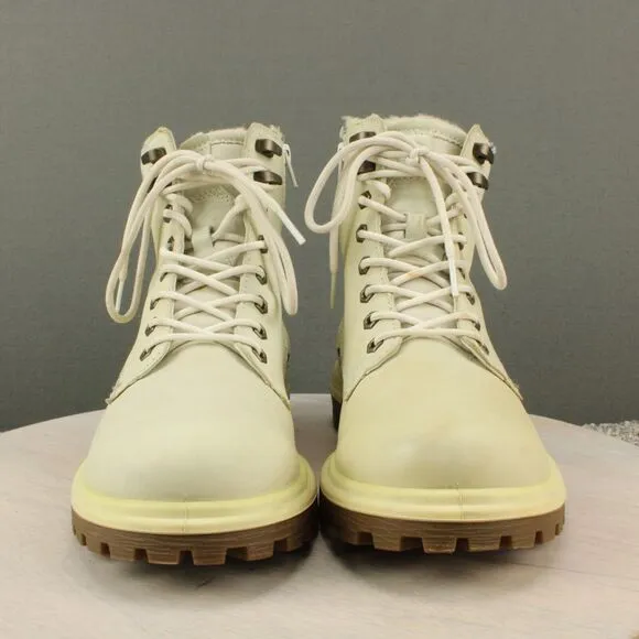 Ecco TredTray Boots Womens 9 Leather Waterproof Ankle Combat Lace Up Side Zip
