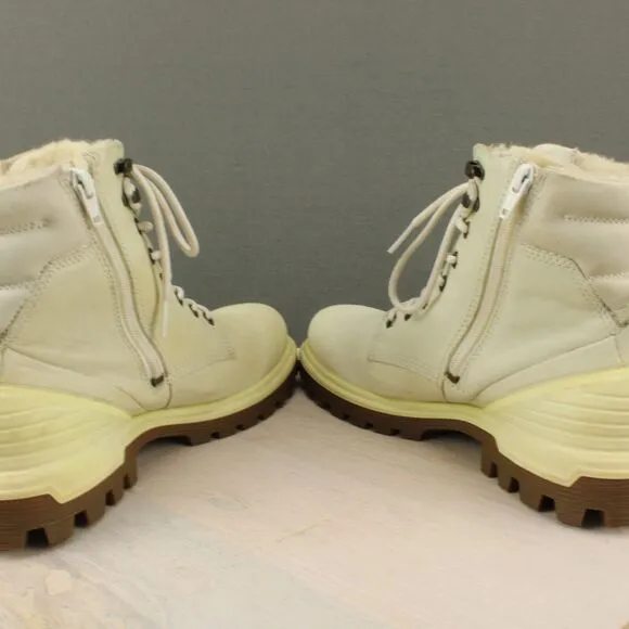 Ecco TredTray Boots Womens 9 Leather Waterproof Ankle Combat Lace Up Side Zip