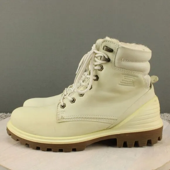 Ecco TredTray Boots Womens 9 Leather Waterproof Ankle Combat Lace Up Side Zip
