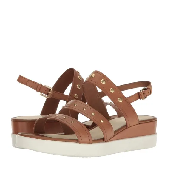ECCO Whisky Touch Plateau Leather Sandals, Size EU 41 | US 10-10.5 New in Box
