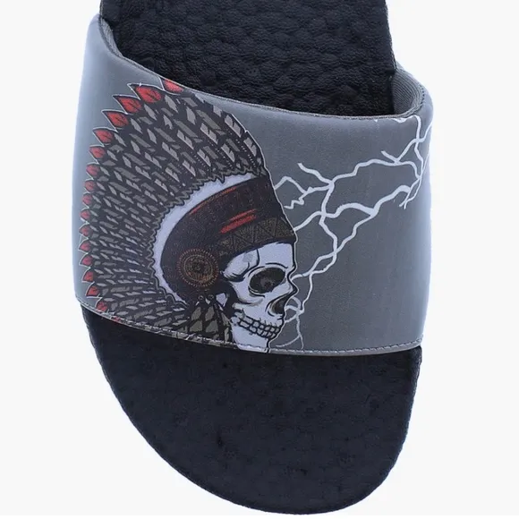 Ed Hardy Leather Slide Sandals SZ 12 Black