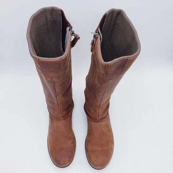 Eddie Bauer Trace Boots Size 8 Espresso Brown Tall Leather Knee High Waterproof
