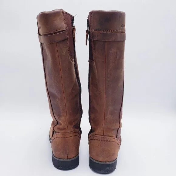 Eddie Bauer Trace Boots Size 8 Espresso Brown Tall Leather Knee High Waterproof
