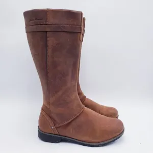 Eddie Bauer Trace Boots Size 8 Espresso Brown Tall Leather Knee High Waterproof