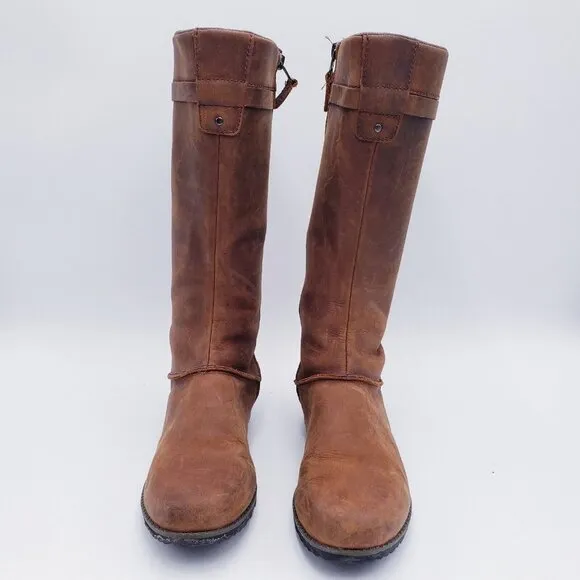 Eddie Bauer Trace Boots Size 8 Espresso Brown Tall Leather Knee High Waterproof