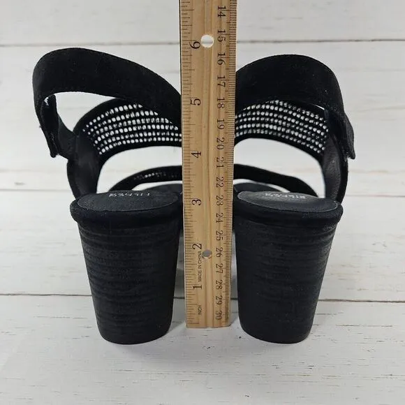 Eileen Fisher Finn‎ Womens 11 Black Perforated Suede Leather Slingback Sandals