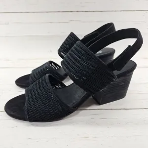 Eileen Fisher Finn‎ Womens 11 Black Perforated Suede Leather Slingback Sandals