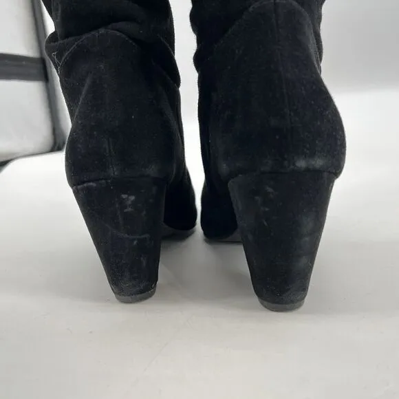 Eileen Fisher Slouched Tall Heeled Boots Women’s Black Suede Women's 9 Classic