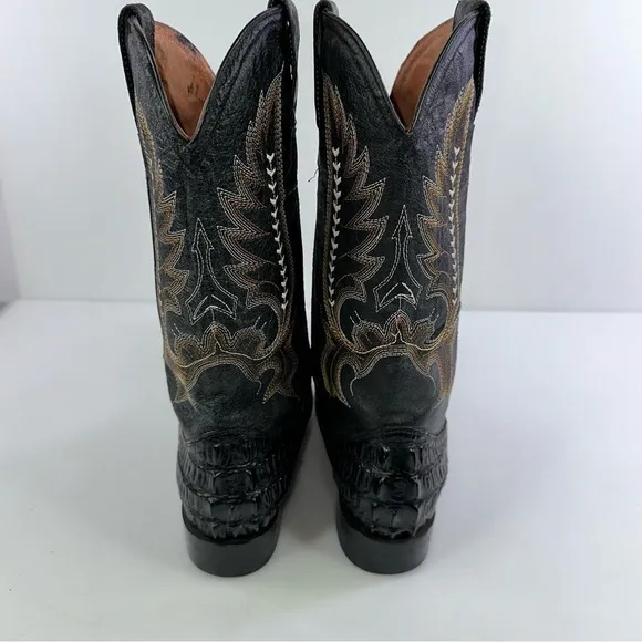 El General Men’s Black Caiman Pointed Toe Boots Size 6.5