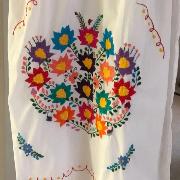 EL REBOZO/MULTI COLOR EMBROIDERED BOHO MEXICAN MAXI DRESS /NEW