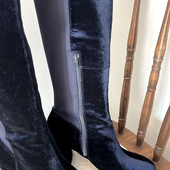 Elegant Navy Velvet Knee-High Boots by NINE WEST-SIZE 9.5 M. NWOTS