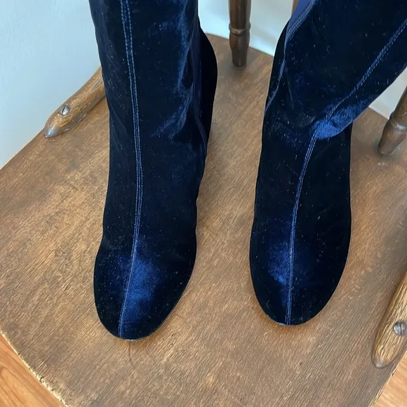 Elegant Navy Velvet Knee-High Boots by NINE WEST-SIZE 9.5 M. NWOTS