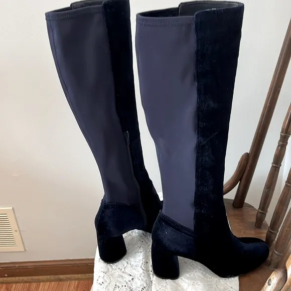 Elegant Navy Velvet Knee-High Boots by NINE WEST-SIZE 9.5 M. NWOTS