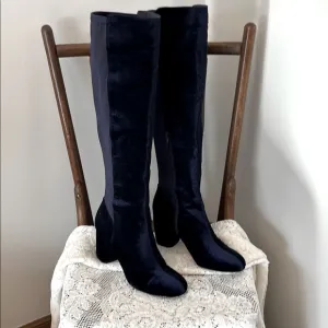 Elegant Navy Velvet Knee-High Boots by NINE WEST-SIZE 9.5 M. NWOTS