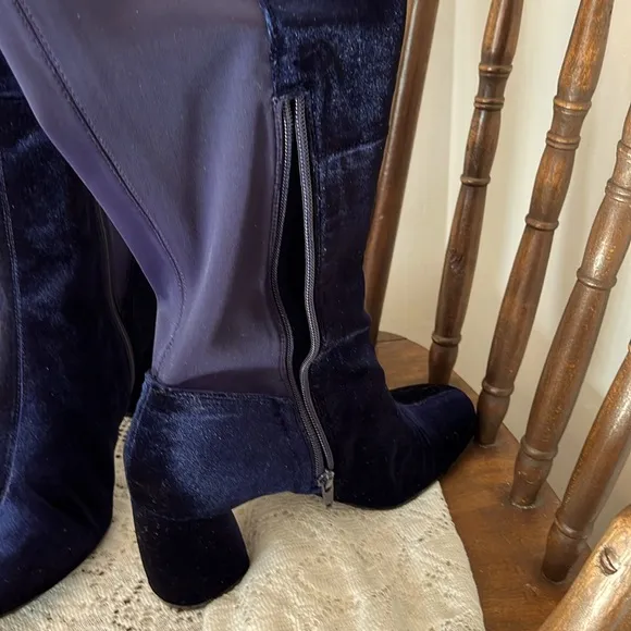 Elegant Navy Velvet Knee-High Boots by NINE WEST-SIZE 9.5 M. NWOTS