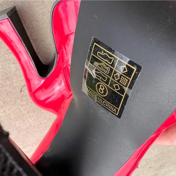 Ellie Knee High Zip Up Faux Patent Leather Red Gogo Platform Heel Boots