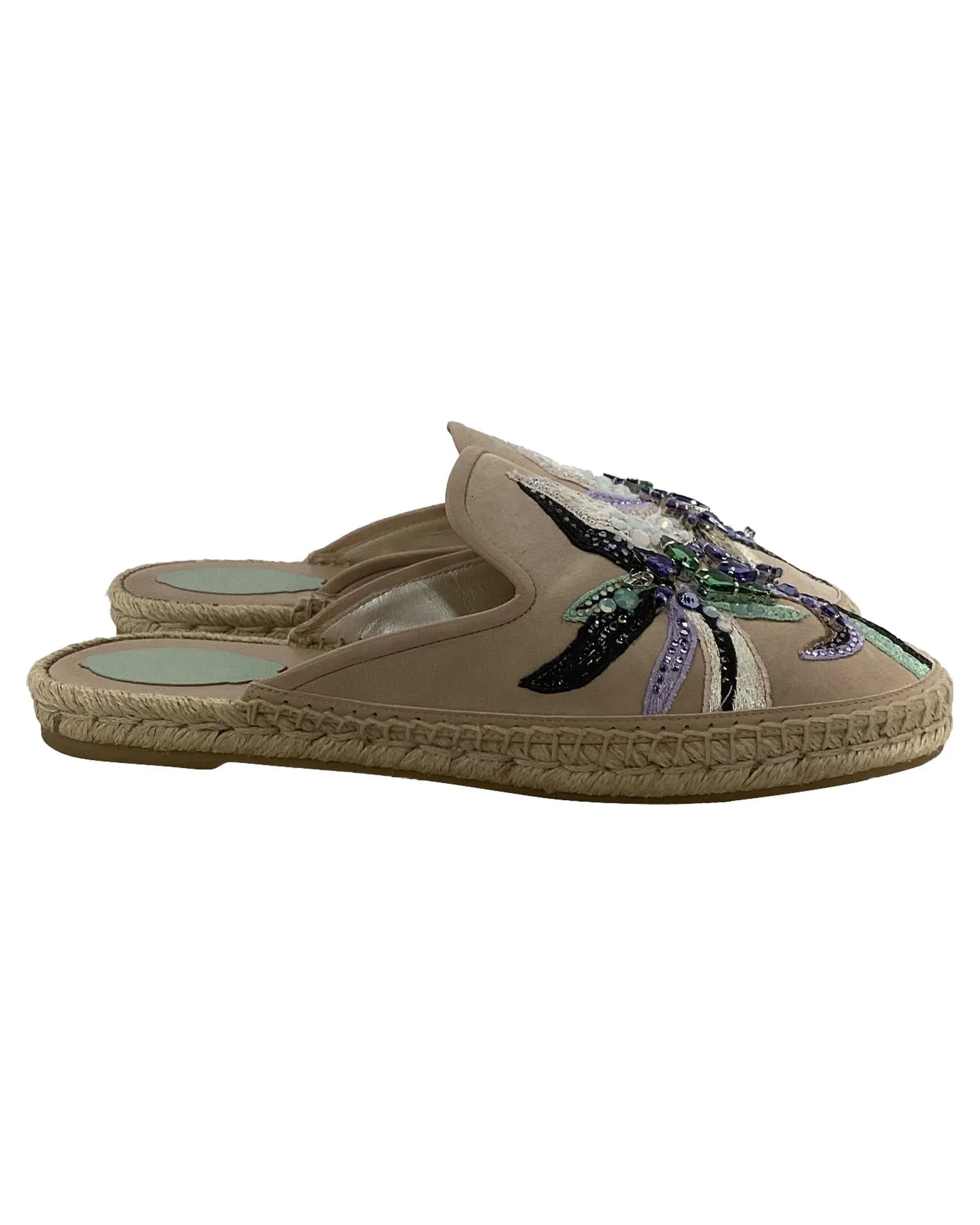 Embellished Espadrille Mules