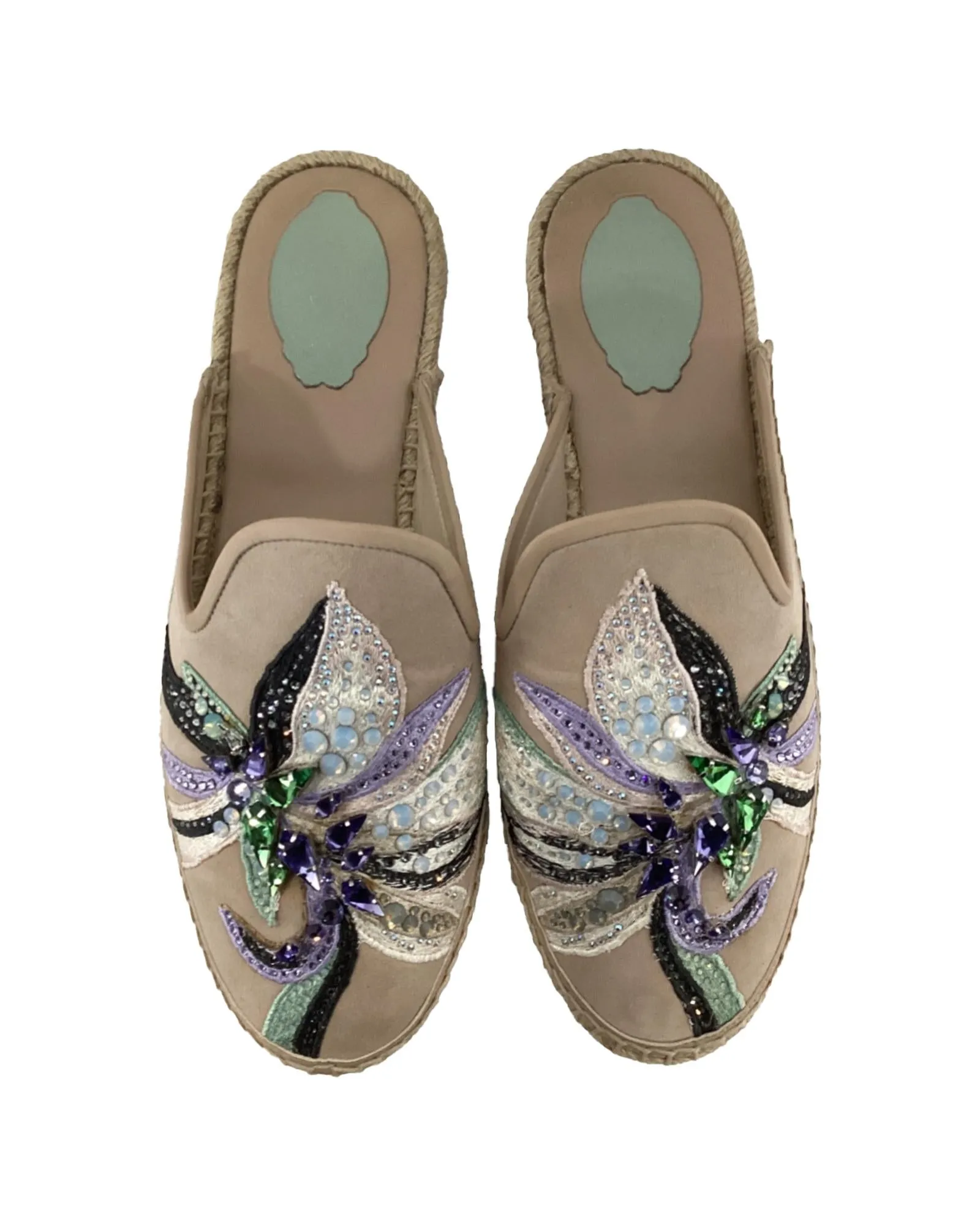 Embellished Espadrille Mules