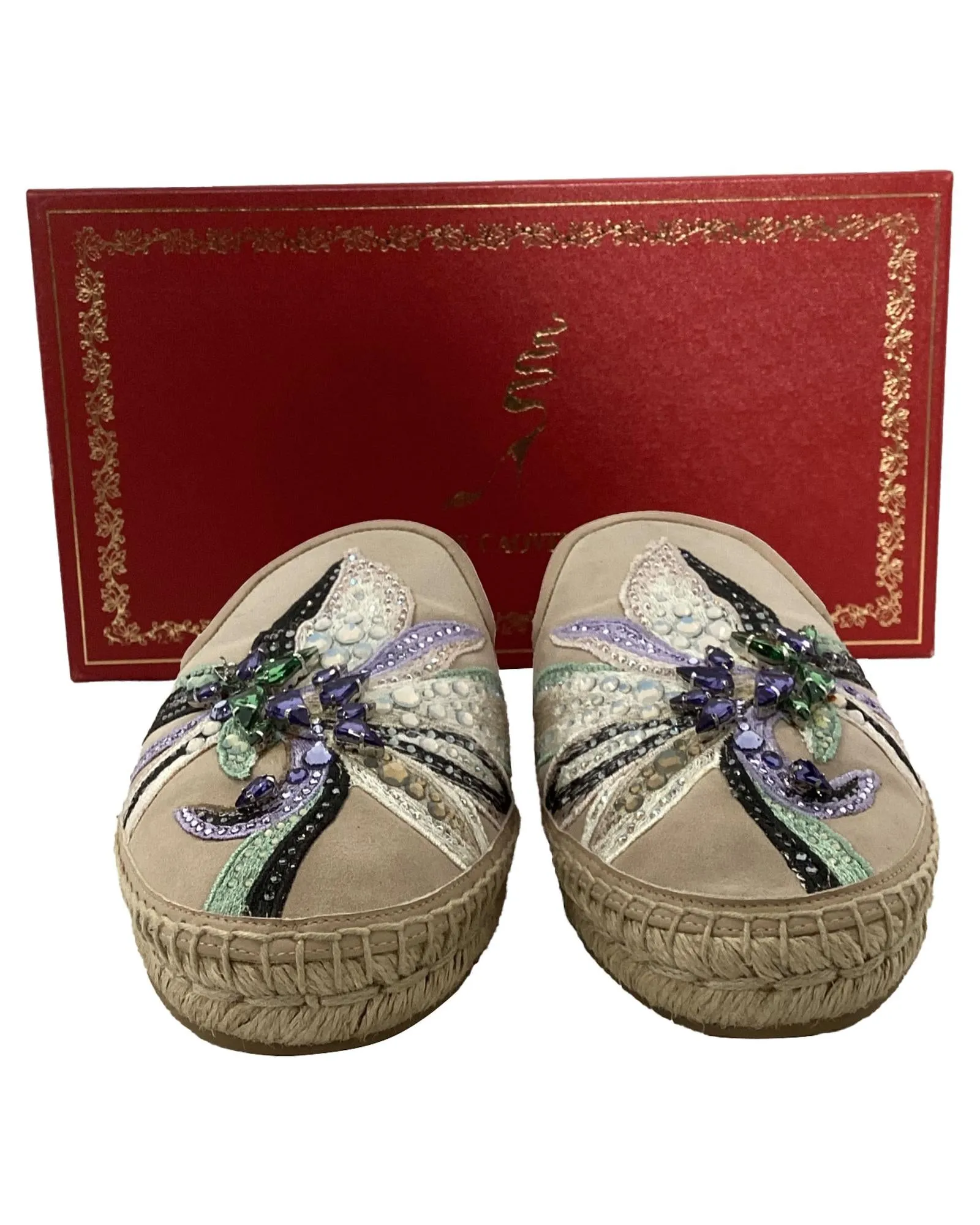 Embellished Espadrille Mules