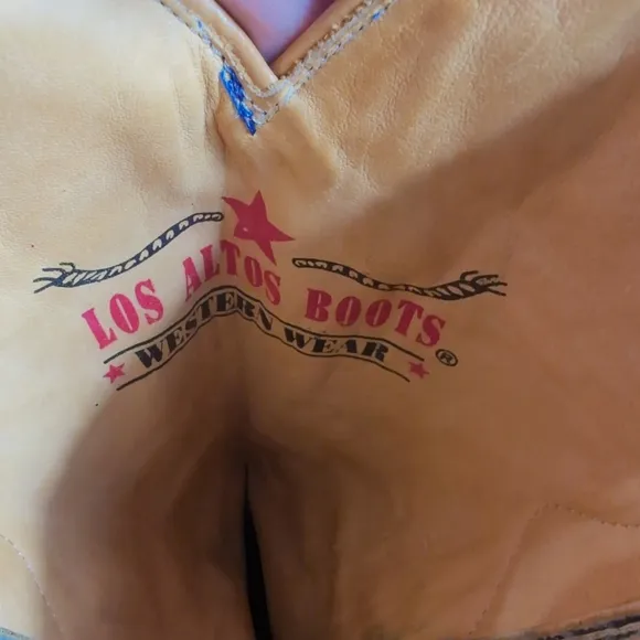 Embroidered Blue Denim Los Altos Western Boots Mens sz 9.5 EE Pointed Toe