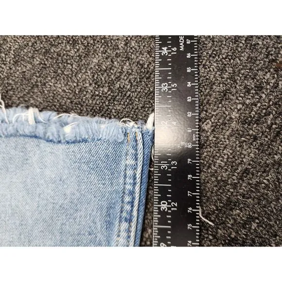 Etica Sasha Modern Flare Jeans Light Wash Distressed Y2K Frayed Hem Size 27